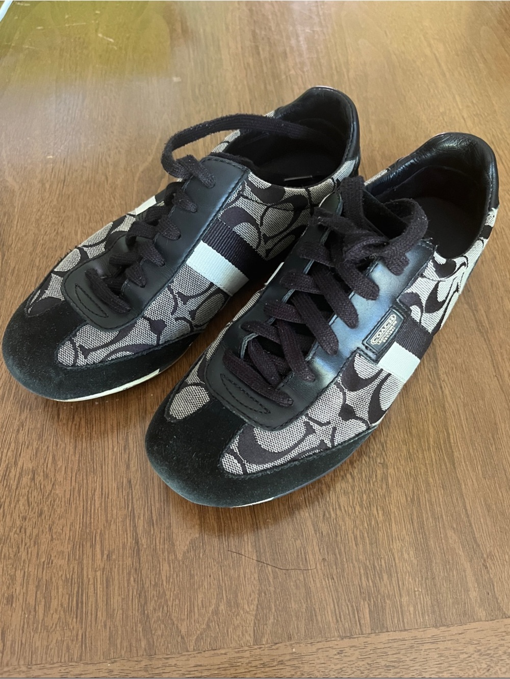 Coach Women’s Black and Light Gray Signature Logo Sneakers
